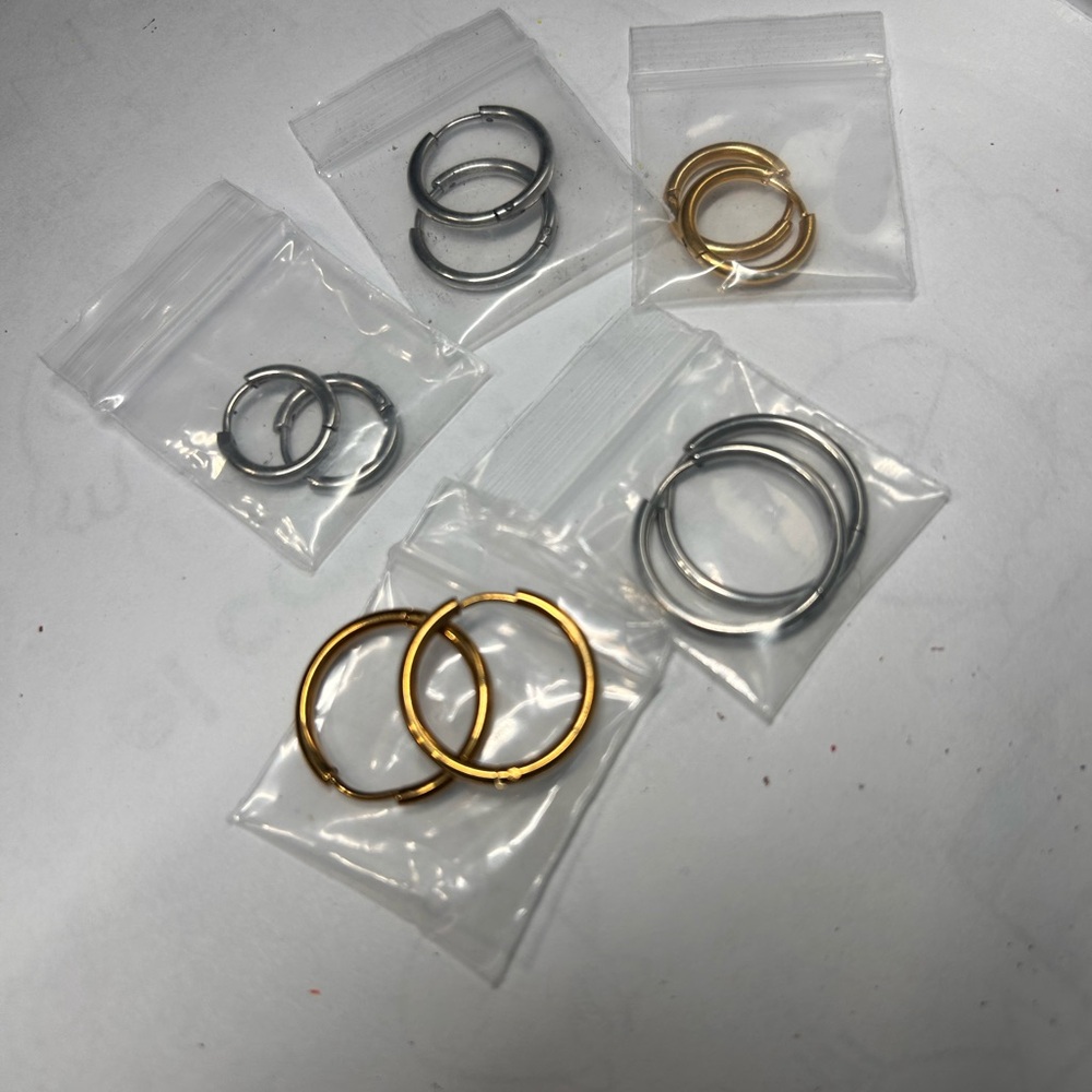 Set of Silver and Gold Hoop Earrings